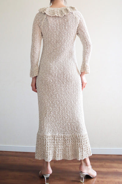 80s Irish Hand Loomed Linen Dress