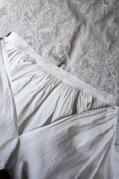 1900s Grape Design Lace White Linen Church Dress