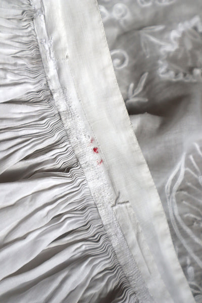 1900s Grape Design Lace White Linen Church Dress