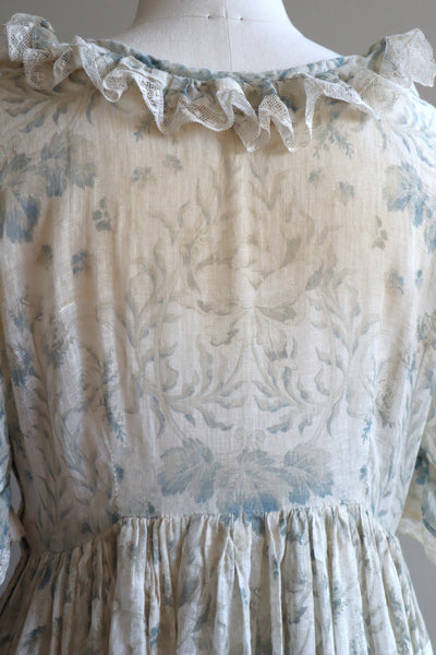 1900s Floral Linen Dress