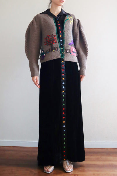 80s Doll Embroidery Austrian Cardigan