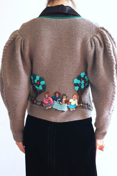 80s Doll Embroidery Austrian Cardigan