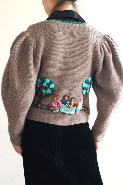 80s Doll Embroidery Austrian Cardigan