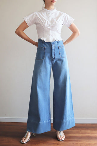 70s Wide Bell Bottom Denim Pants