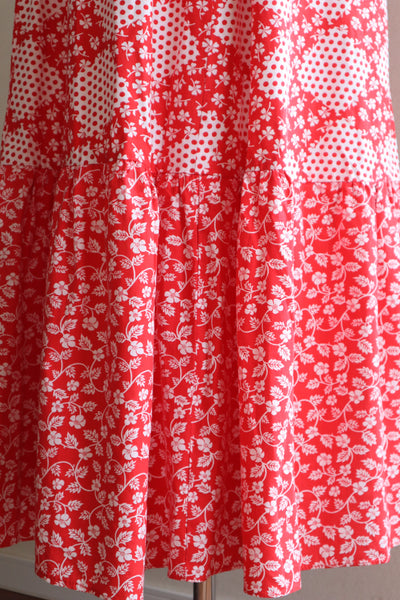 70s Cotton Floral Polka Dot Maxi Prairie Dress