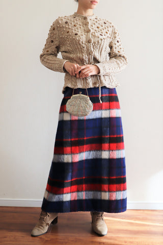 70s Plaid Blanket Wool Long Skirt