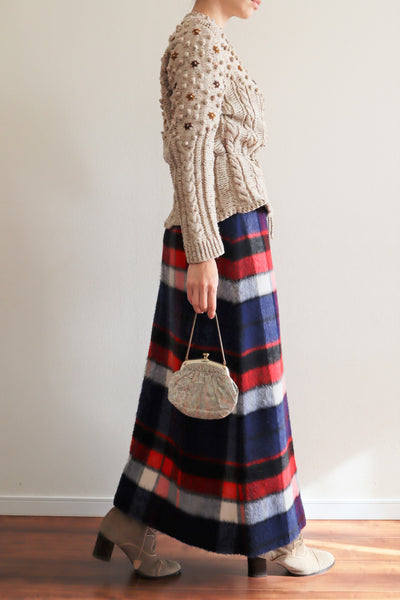 70s Plaid Blanket Wool Long Skirt
