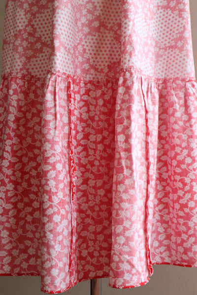 70s Cotton Floral Polka Dot Maxi Prairie Dress