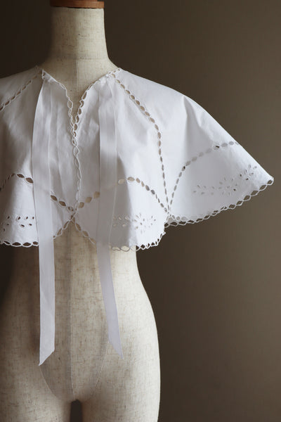 1900s Antique White Cotton Capelet