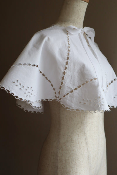 1900s Antique White Cotton Capelet