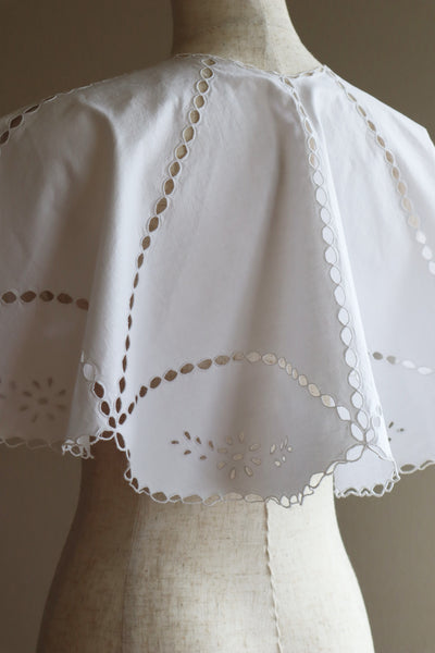 1900s Antique White Cotton Capelet