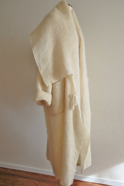 70s Cream Mohair Wool Long Coat