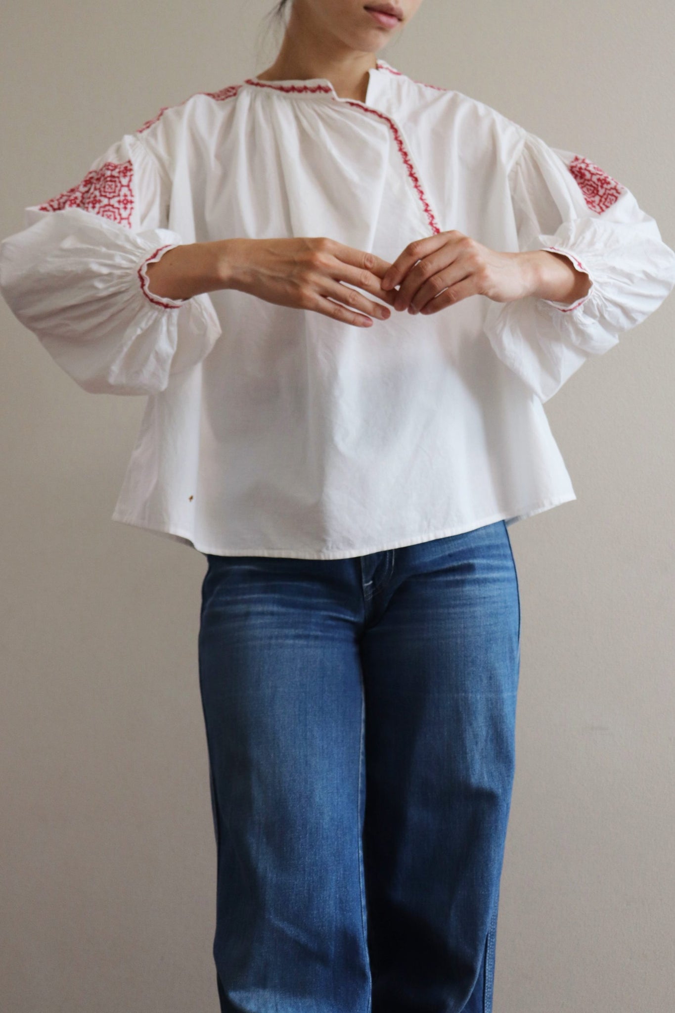 Antique French White Cotton Blouse