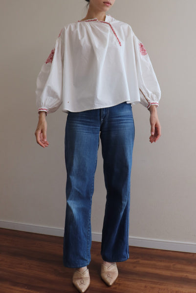 Antique French White Cotton Blouse