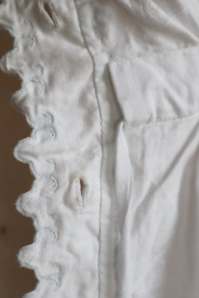 1900s Edwardian Drawstring White Cotton Peplum Blouse