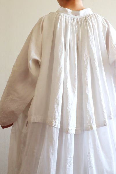 1900s Grape Design Lace White Linen Church Dress