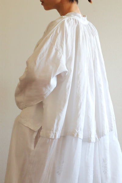 1900s Grape Design Lace White Linen Church Dress