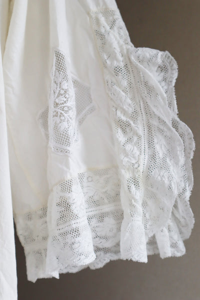 1900s Valancienne Lace Large Collar Cotton Dress