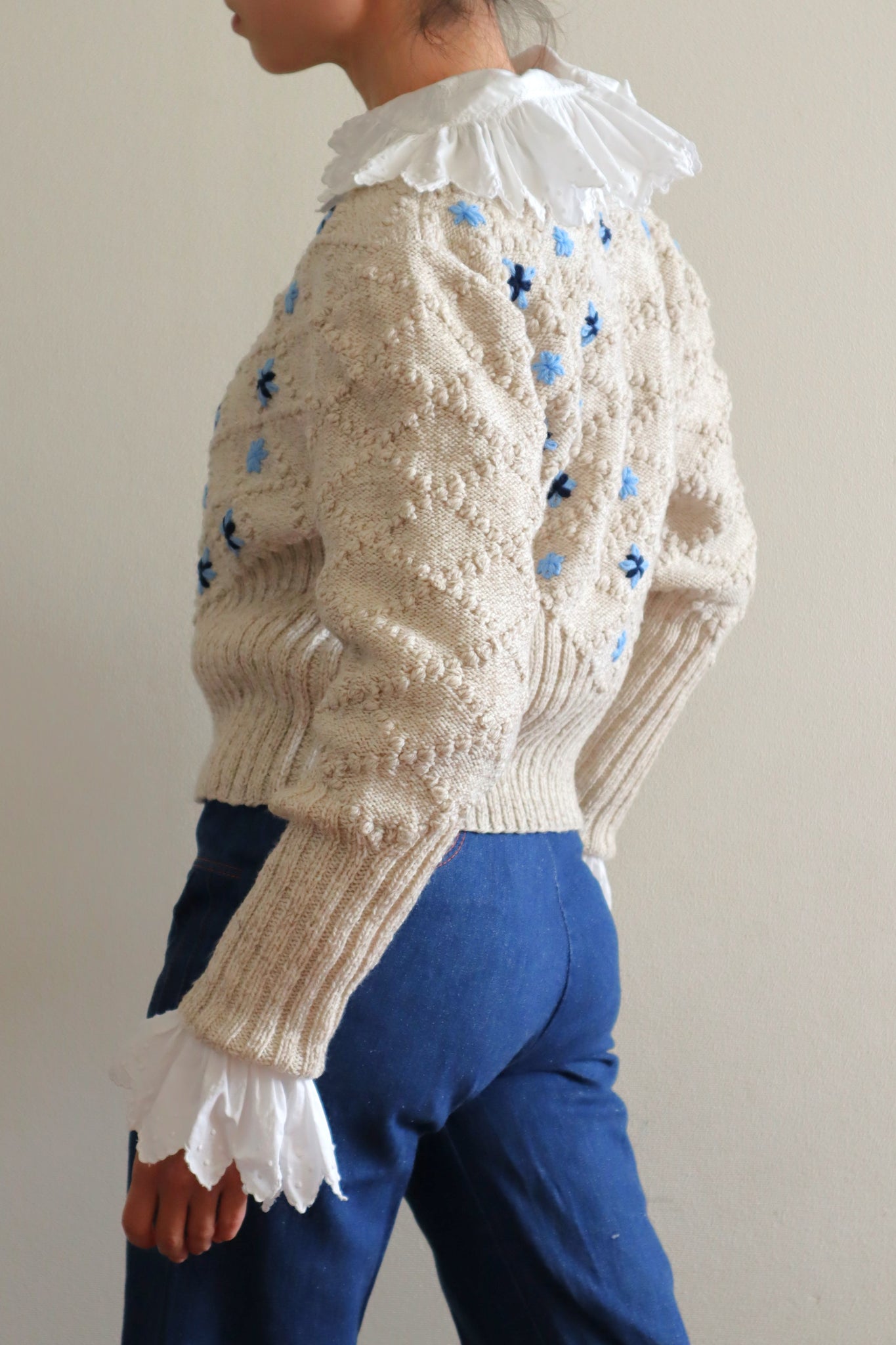 80s Hand Knit Greige Austrian Cardigan – makky