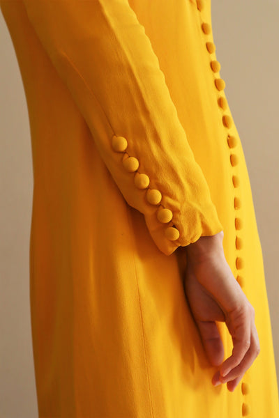 70s Yellow Button Down Maxi Dress