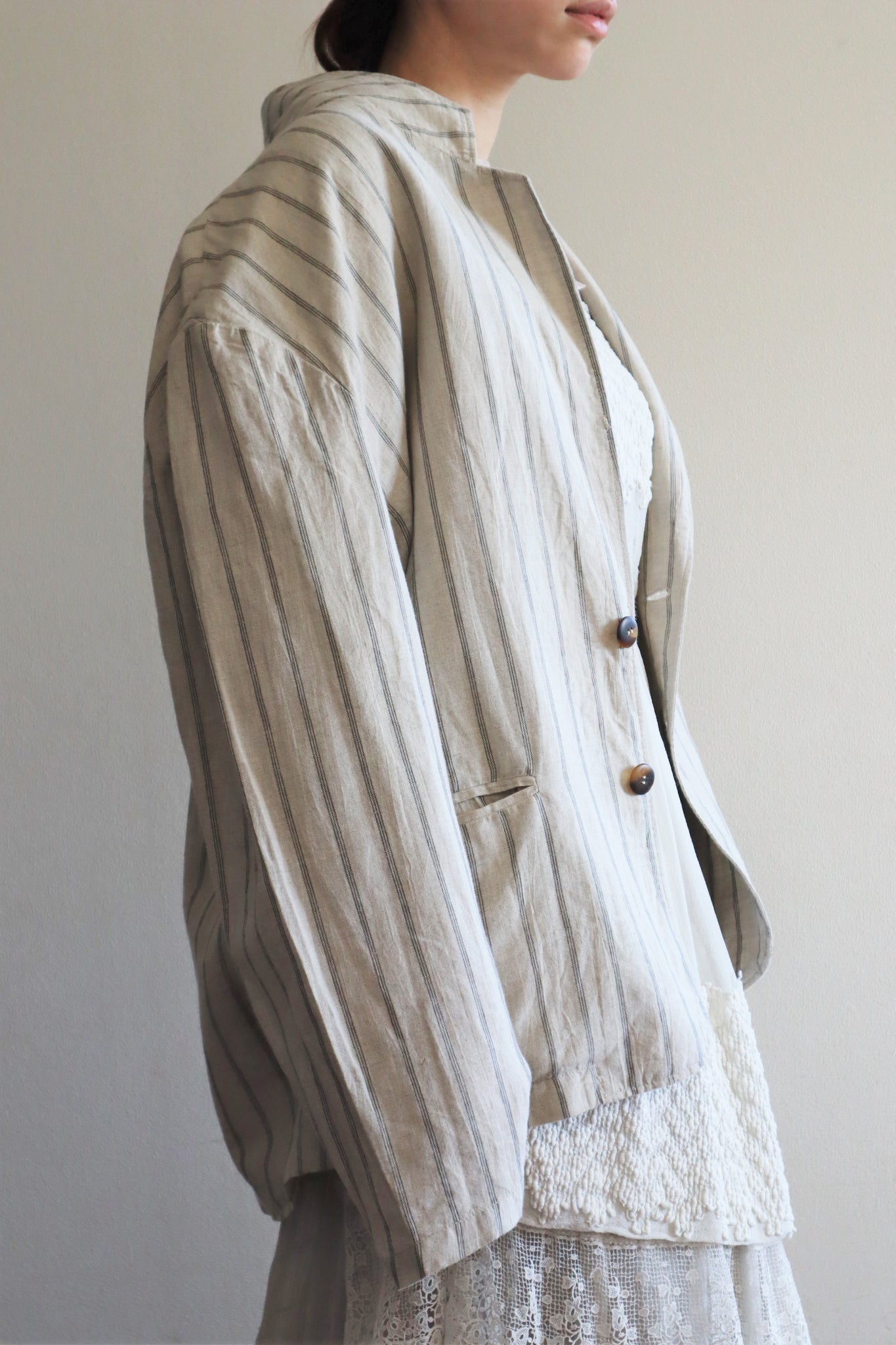 90s Italian Striped Linen Jacket