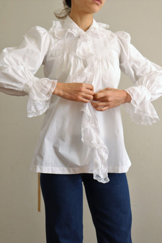 19th Antique Hand Made Beautiful White Cotton Lace Blouse