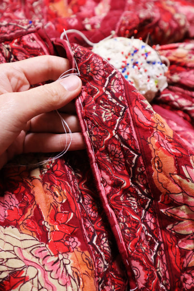 70s Mr. Jac Indian Cotton Quilted Long Dress