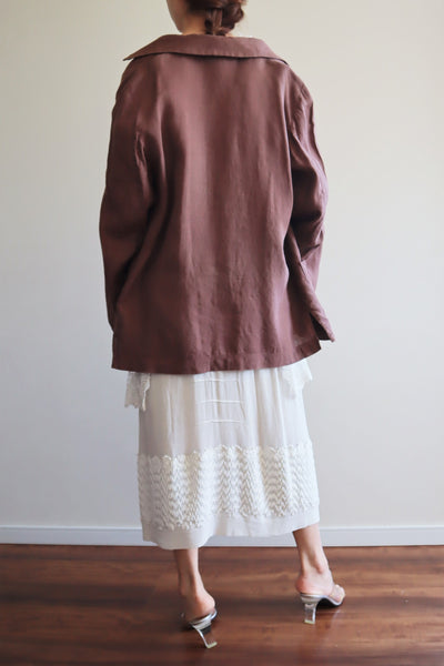 90s Italian Brown Linen Jacket