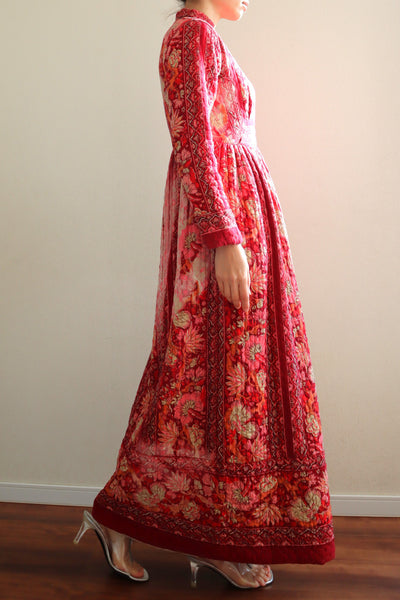 70s Mr. Jac Indian Cotton Quilted Long Dress