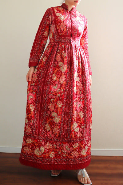 70s Mr. Jac Indian Cotton Quilted Long Dress