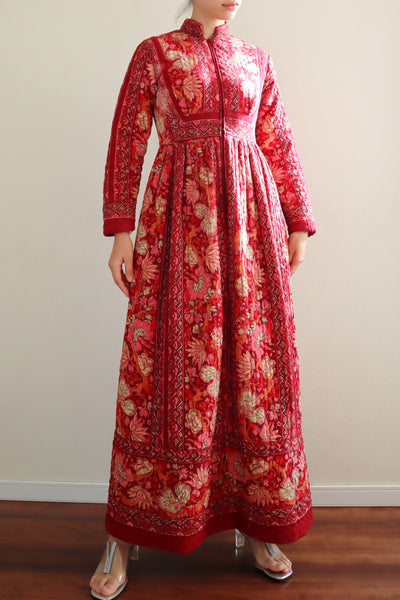 70s Mr. Jac Indian Cotton Quilted Long Dress