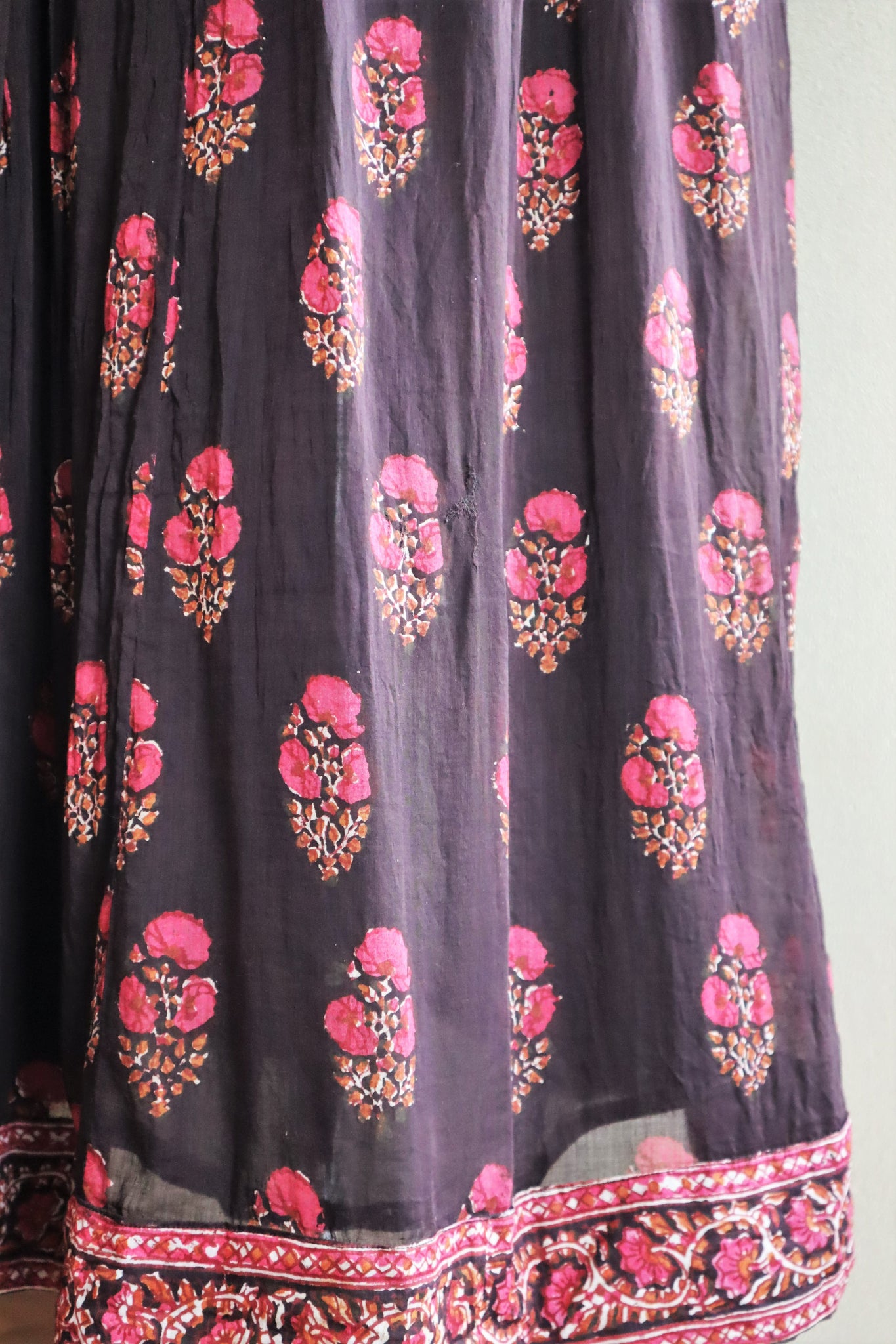 70s Indian Cotton Floor Length Dress