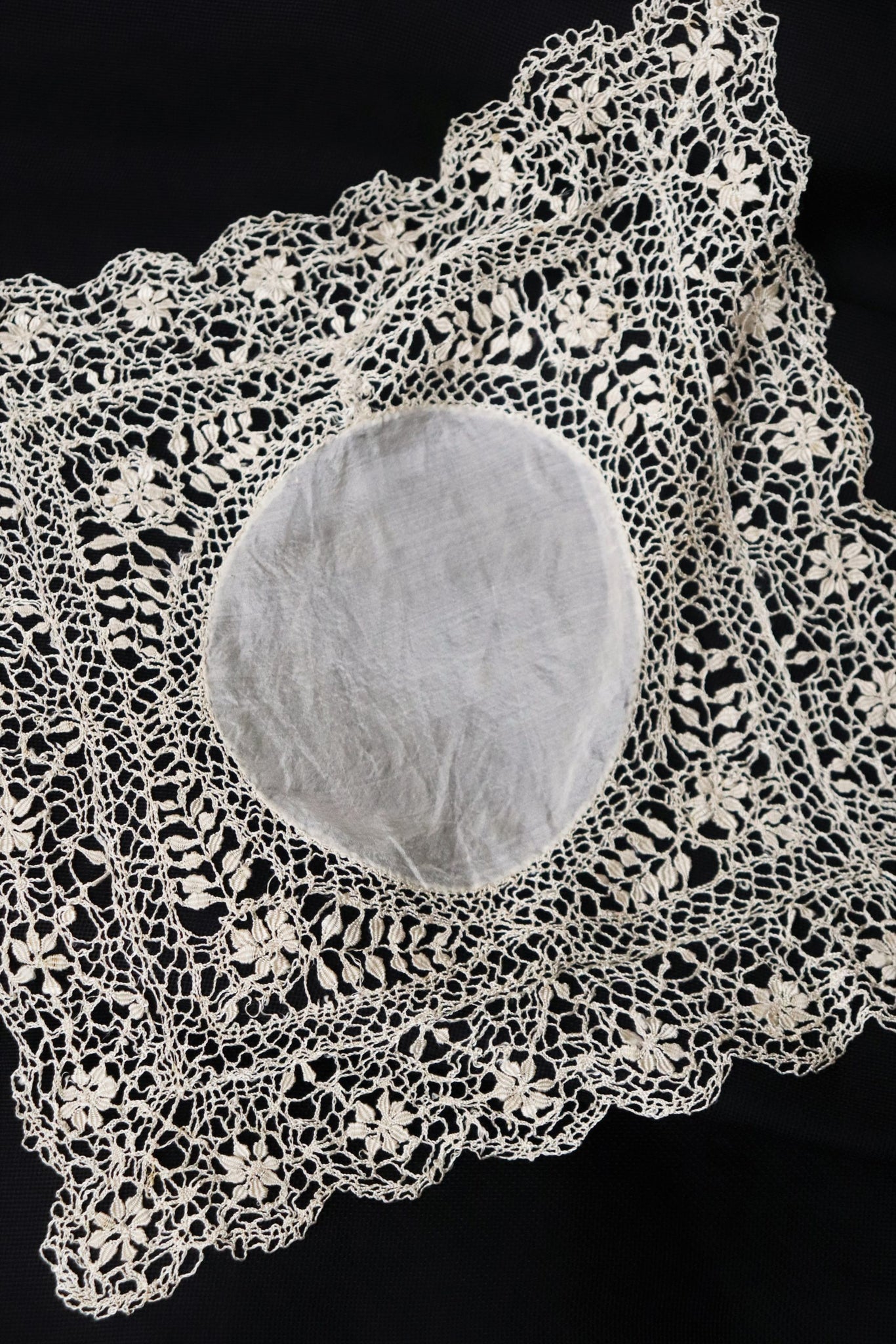 1900s Antique Edwardian Silk Lace Handkerchief