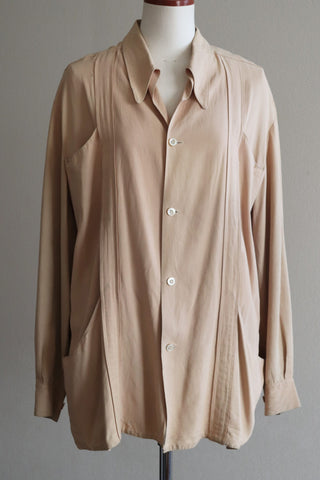 1950s Beige Rayon Shirt Jacket