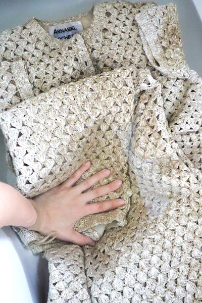 70s Crochet Knit Linen Cotton Blouse