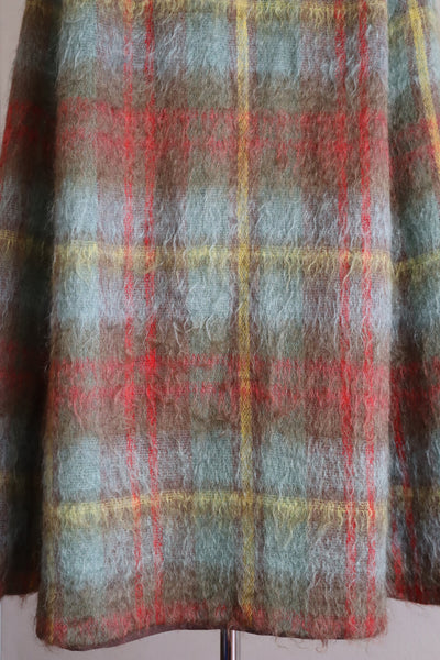 60s Scottish Plaid Mohair Cape Coat