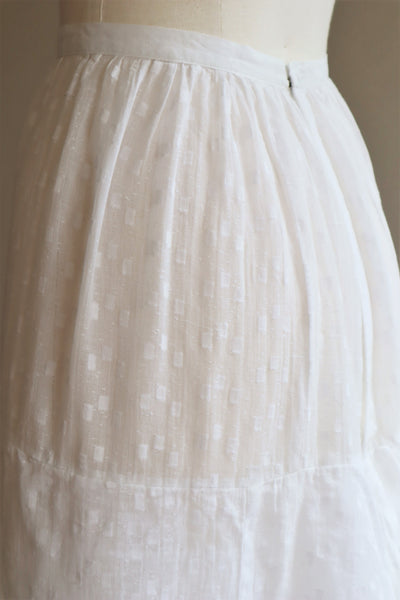 1910s Tiered Design White Cotton Skirt