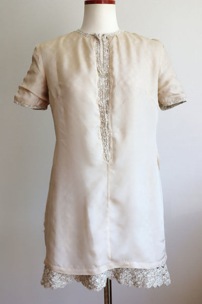 70s Crochet Knit Linen Cotton Blouse