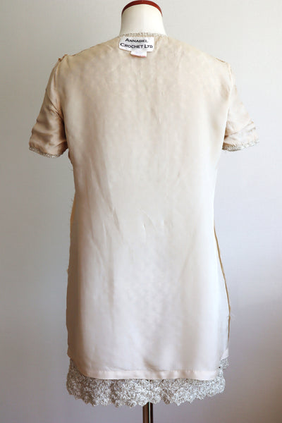 70s Crochet Knit Linen Cotton Blouse