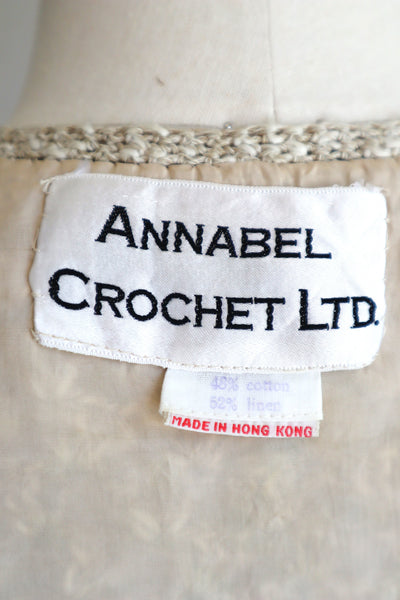 70s Crochet Knit Linen Cotton Blouse