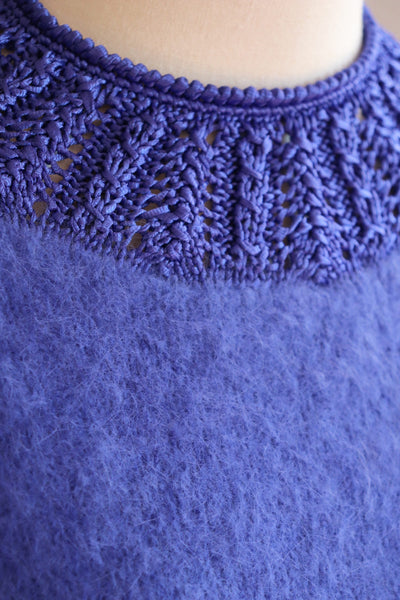 80s Hand-Knitted Angora Sweater Purple