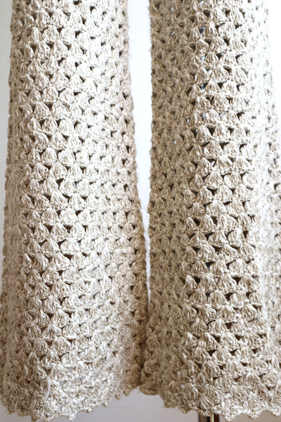 70s Crochet Knit Linen Cotton Pants