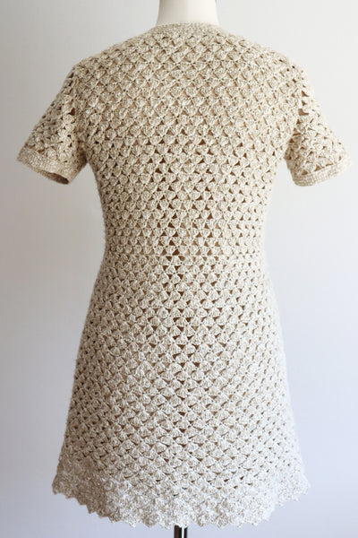 70s Crochet Knit Linen Cotton Blouse