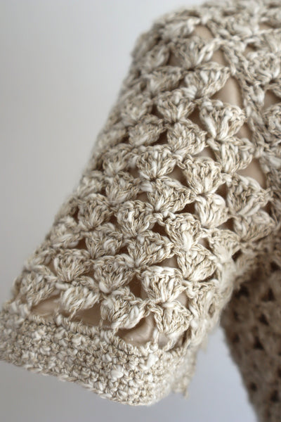 70s Crochet Knit Linen Cotton Blouse
