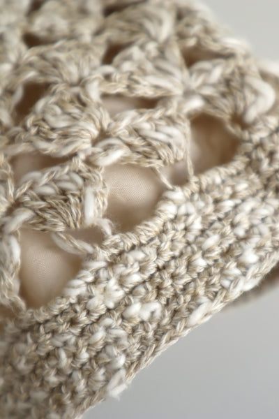 70s Crochet Knit Linen Cotton Blouse