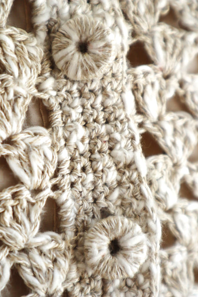 70s Crochet Knit Linen Cotton Blouse