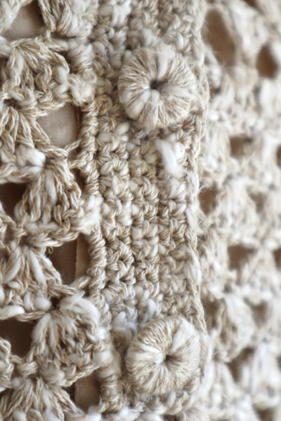 70s Crochet Knit Linen Cotton Blouse