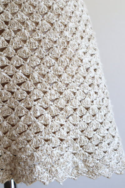 70s Crochet Knit Linen Cotton Blouse