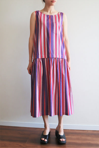 1980s Dead Stock Adini Striped Dress