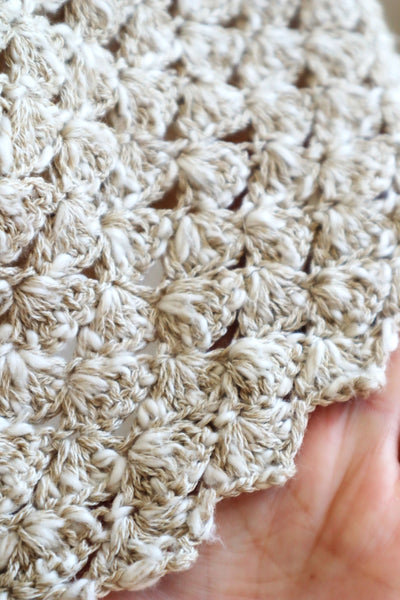70s Crochet Knit Linen Cotton Blouse